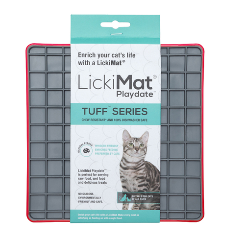 LickiMat Tuff Playdate Boredom Buster Cats Slow Feeder Mat Red