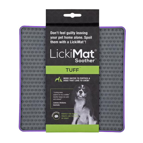 LickiMat Tuff Soother Boredom Buster Dogs & Cats Slow Feeder Mat Purple