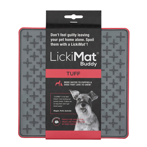 LickiMat Tuff Buddy Boredom Buster Dogs & Cats Slow Feeder Mat Red