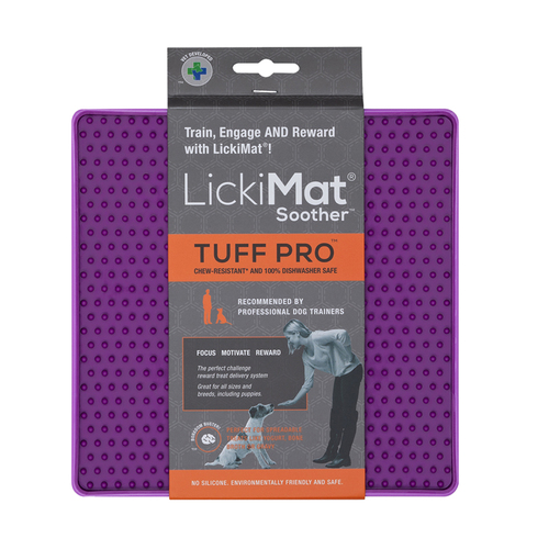 LickiMat Pro Tuff Soother Boredom Buster Dogs & Cats Slow Feeder Mat Purple