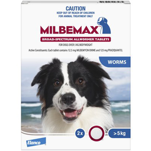 Milbemax Over 5kg Dog Broad Spectrum Allwormer Tablets 50 Pack