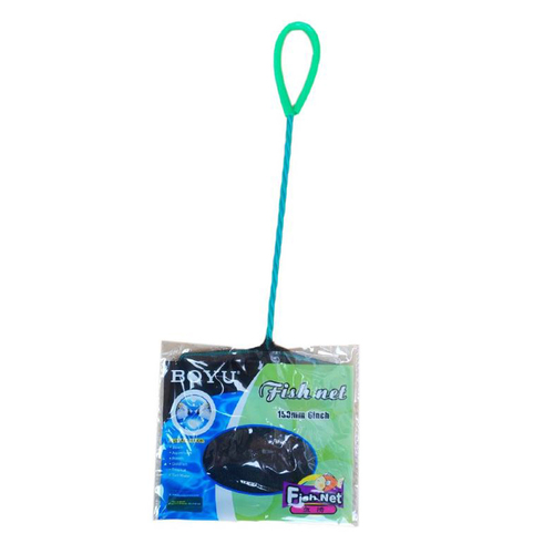 Boyu Coarse Fish Net Black Netting with Green Handle for Aquarium 6 Inch