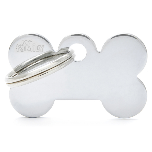 My Family Basic Bone Pet Tag Collar Accessory Chromed Small