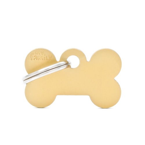 My Family Basic Bone Pet Tag Collar Accessory Golden Brass Small
