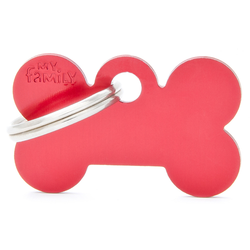 My Family Basic Bone Pet Tag Collar Accessory Red Small