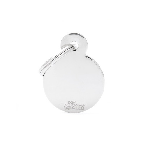 My Family Basic Circle Pet Tag Collar Accessory Chromed Small