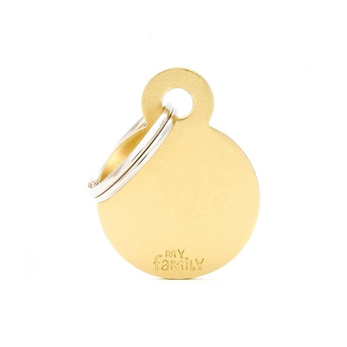 My Family Basic Circle Pet Tag Collar Accessory Golden Brass Small