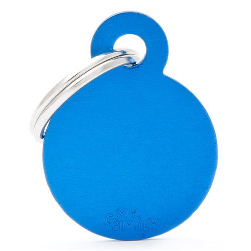 My Family Basic Circle Pet Tag Collar Accessory Blue Small