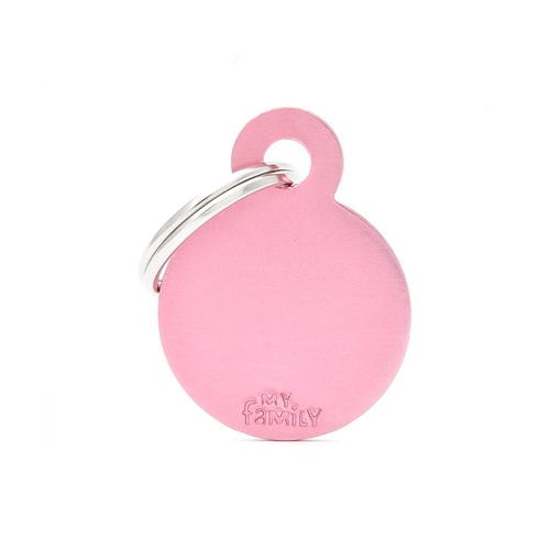 My Family Basic Circle Pet Tag Collar Accessory Pink Small