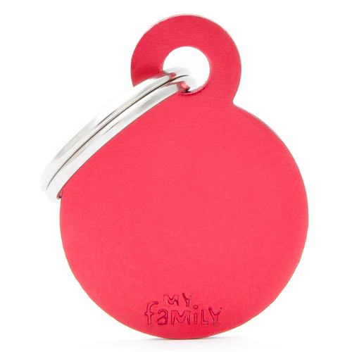 My Family Basic Circle Pet Tag Collar Accessory Red Small