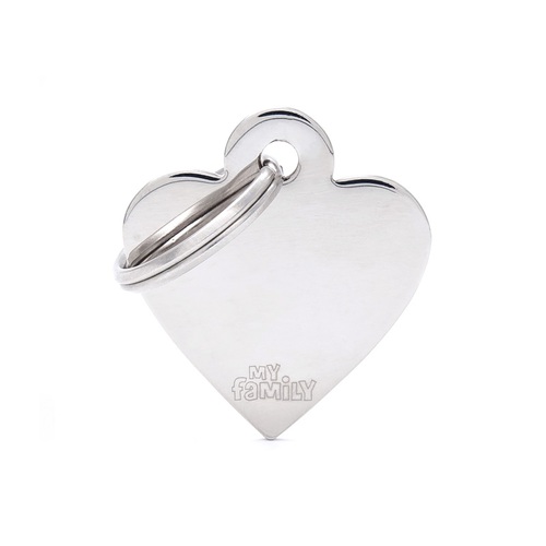 My Family Basic Heart Pet Tag Collar Accessory Chromed Small