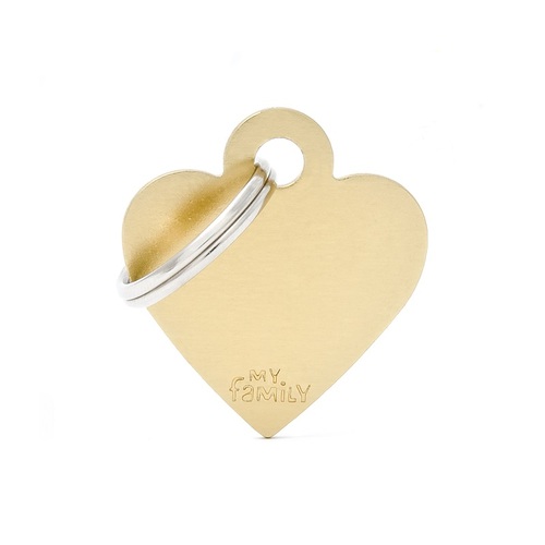 My Family Basic Heart Pet Tag Collar Accessory Golden Brass Small