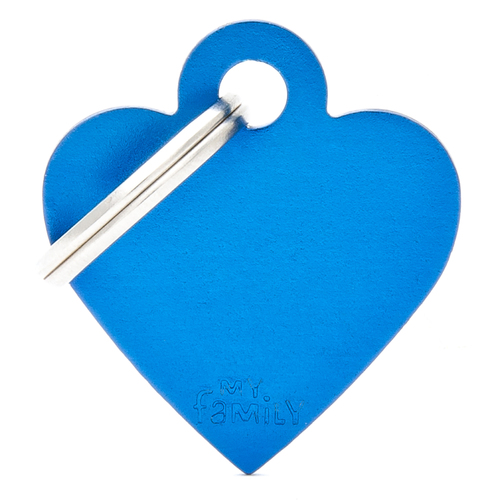 My Family Basic Heart Pet Tag Collar Accessory Blue Small