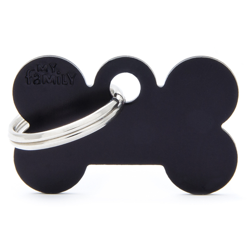 My Family Basic Bone Pet Tag Collar Accessory Black Small