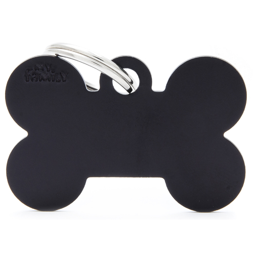 My Family Basic Bone Pet Tag Collar Accessory Black Large