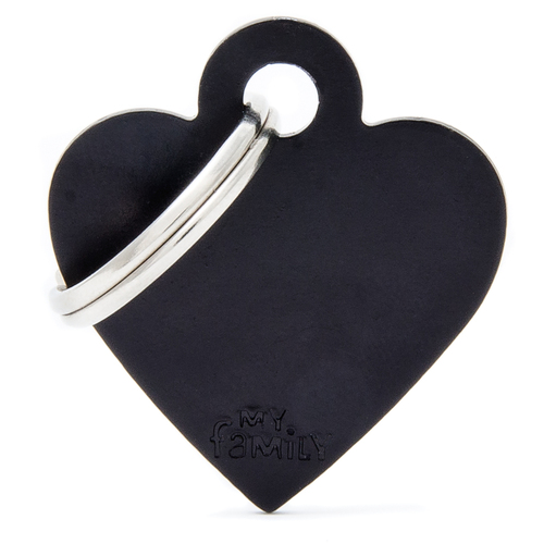 My Family Basic Heart Pet Tag Collar Accessory Black Small