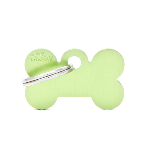 My Family Basic Bone Pet Tag Collar Accessory Lime Small