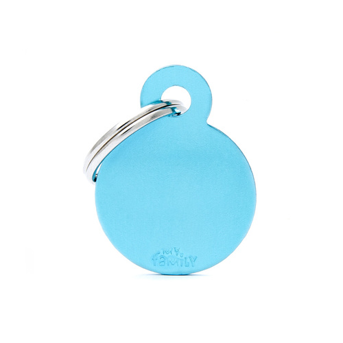 My Family Basic Circle Pet Tag Collar Accessory Light Blue Small