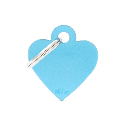 My Family Basic Heart Pet Tag Collar Accessory Light Blue Small