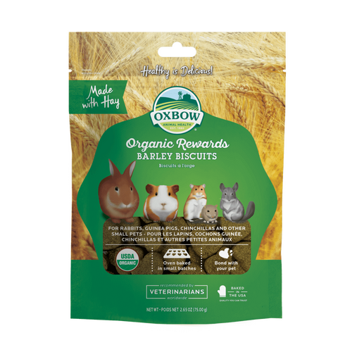 Oxbow Organic Rewards Barley Biscuits for Rabbits Guinea Pigs & Chinchillas 75g