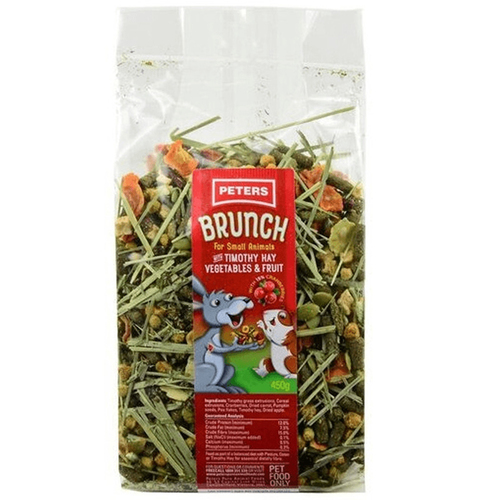 Peters Brunch Mix w/ Timothy Hay Vegetables & Fruit for Small Animals 3 x 450g