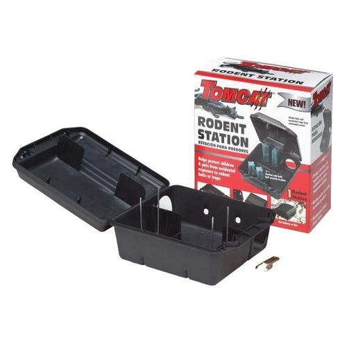 Tomcat Rodent Control Durable Bait Station Tamper-Resistant Black