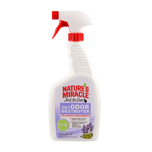 Natures Miracle 3 in 1 Pet Odor Eliminator Destroyer for Cats Lavender Scent 709ml
