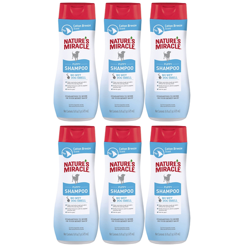 6 x Natures Miracle Puppy Grooming Shampoo Cotton Breeze Scent 473ml