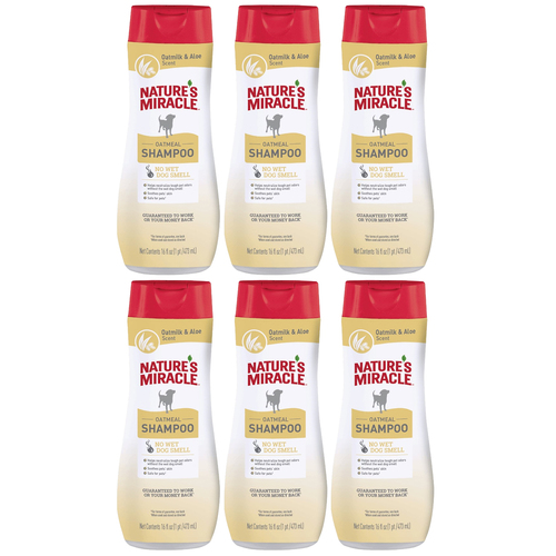 6 x Natures Miracle Oatmeal Dog Grooming Shampoo 473ml