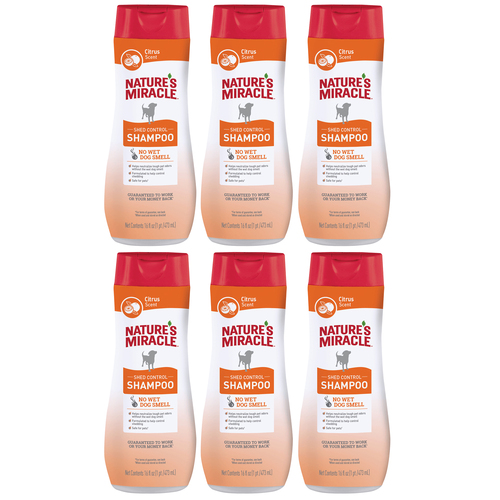 6 x Natures Miracle Shedding Control Dog Grooming Shampoo 473ml