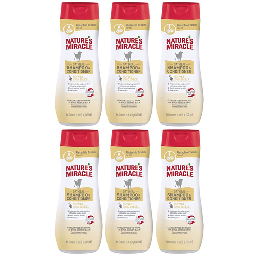 6 x Natures Miracle Oatmeal Dog Grooming Shampoo & Conditioner 473ml
