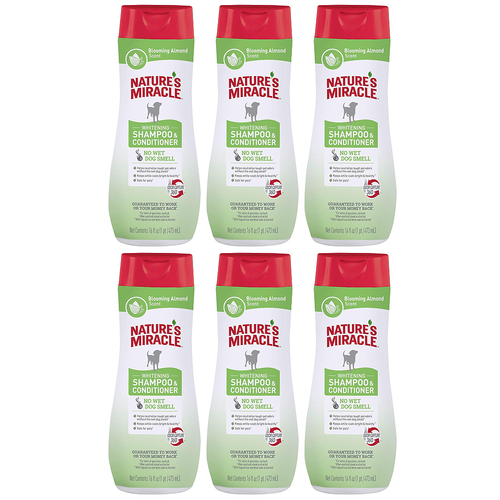 6x Natures Miracle Whitening Dog Grooming Shampoo & Conditioner 473ml