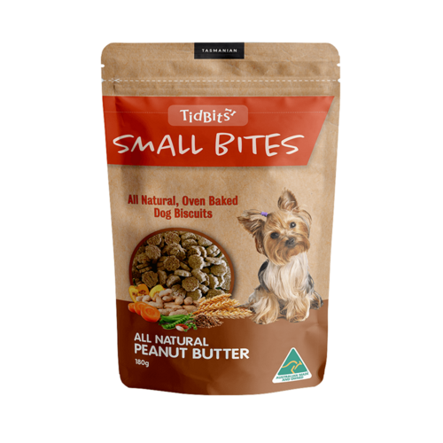 Tidbits Small Bites Grain Free Peanut Butter Dog Training Treats 180g