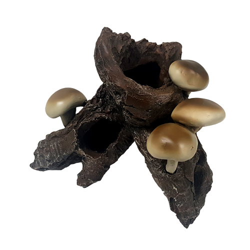 URS Mushrooms on Driftwood Reptile Accessory 19 x 11 x 16cm