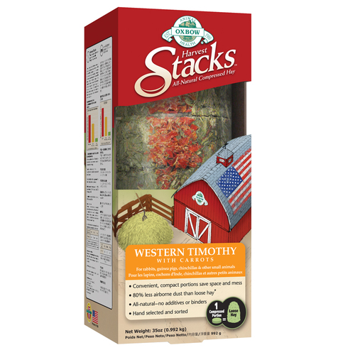 Oxbow Harvest Stack Western Timothy Hay w/ Carrot for Small Animals 1kg 