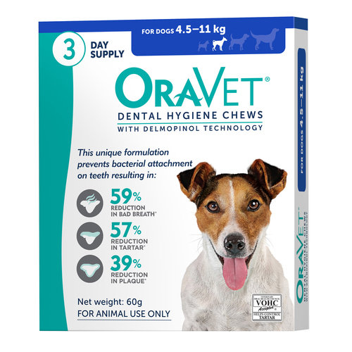 Oravet Dental Hygiene Chews for Small Dogs 4.5-11kg Blue 3 Pack