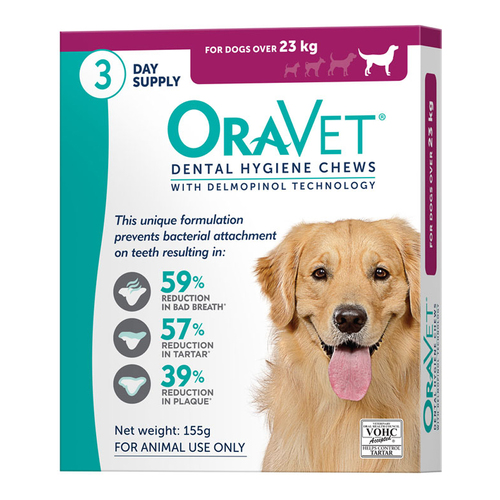 Oravet Dental Hygiene Chews for Large Dogs Over 23kg Violet 3 Pack