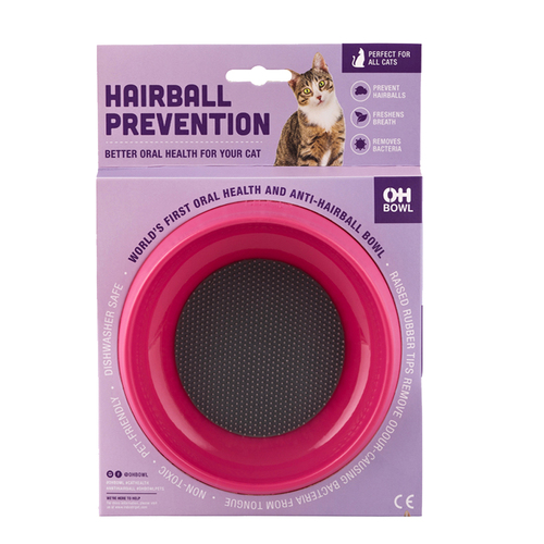 LickiMat Oh Bowl Oral Health Anti-Hairball Rubber Bowl for Cats  Pink