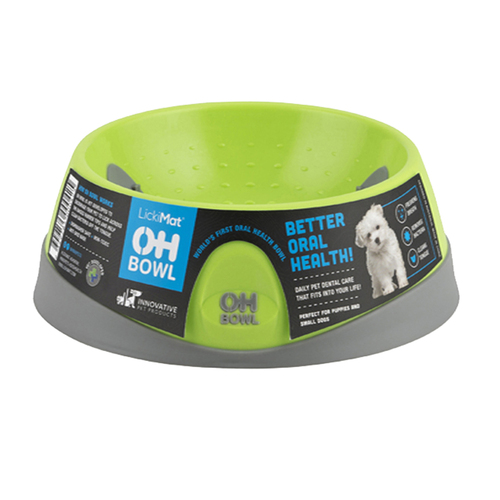 LickiMat Oh Bowl Oral Health Dental Care Bowl for Puppies & Dogs Green Small
