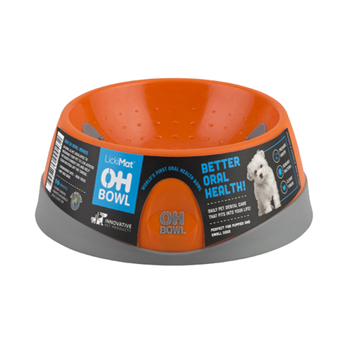 LickiMat Oh Bowl Oral Health Dental Care Bowl for Puppies & Dogs Orange Small