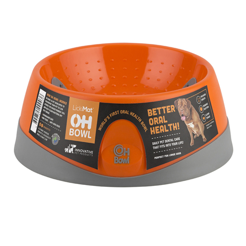 LickiMat Oh Bowl Oral Health Dental Care Bowl for Dogs Orange Large