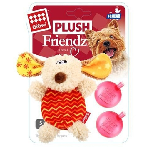 Gigwi Plush Friendz Dog Toy Plush with Squeaker - 2 Colours