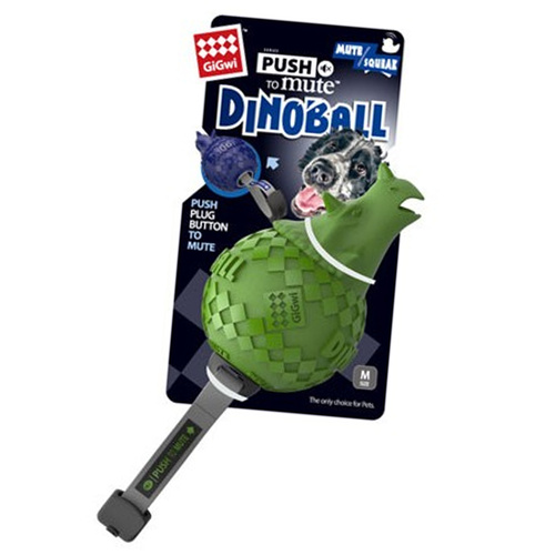 Gigwi Dinoball Push To Mute Dog Toy Triceratops