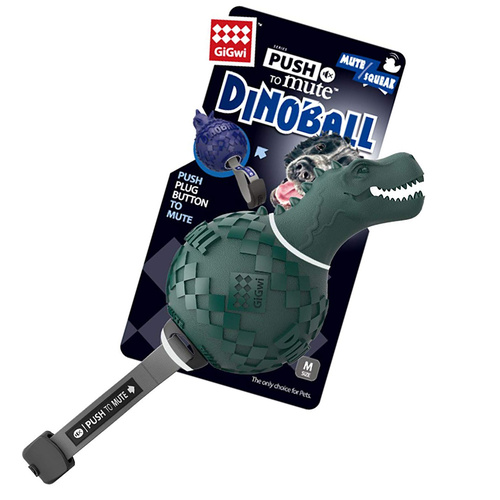 Gigwi Dinoball Push To Mute Dog Toy T Rex - 2 Colours