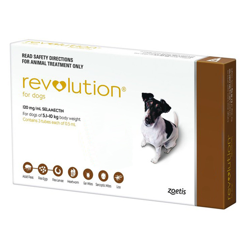 Revolution 5.1-10kg Medium Dog Parasite Wormer Treatment Brown - 2 Sizes