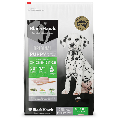 Black Hawk Puppy All Breeds Holistic Dog Food Chicken & Rice - 3 Sizes 