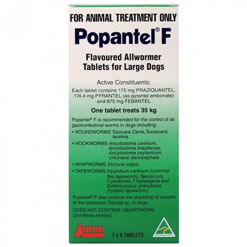 Popantel F Dogs Flavoured Allwormer Treatment Tablets 35kg in - 2 Sizes