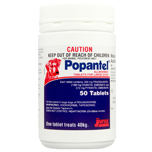 Popantel Allwormer Dogs Treatment Aid Tablets 40kg 50 Pack 