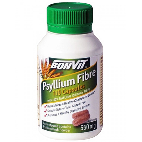 BonVit Psyllium Natural Dietary Fibre Husk 110 Capsules 550mg 