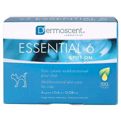 Dermoscent Essential 6 Spot-On Skin Care Solution for Cats 4 Pack